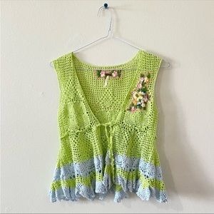 Free people crochet vest green